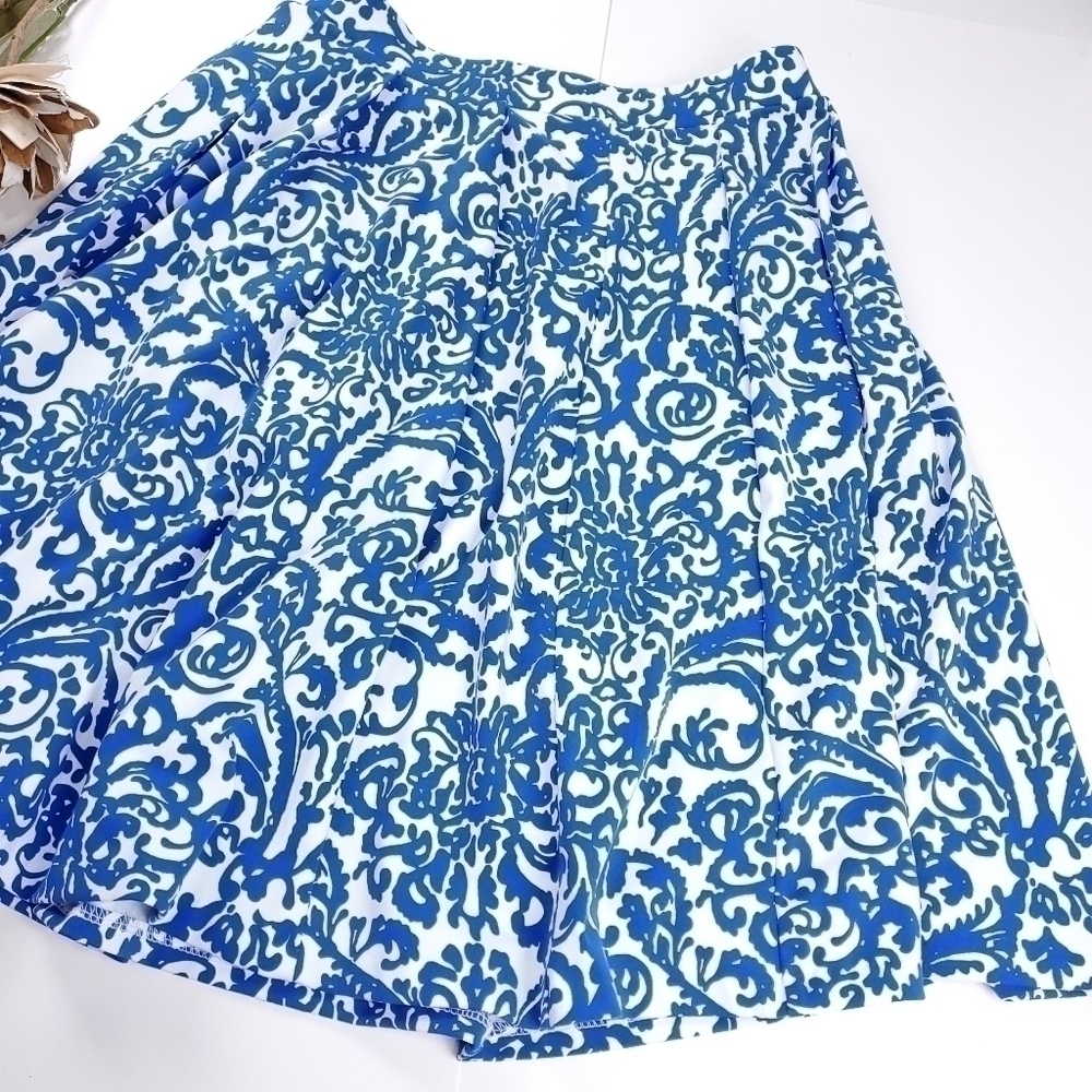 Adrienne Vittadini Vibrant Blue Wht Sport Skirt XS - Picture 6 of 11